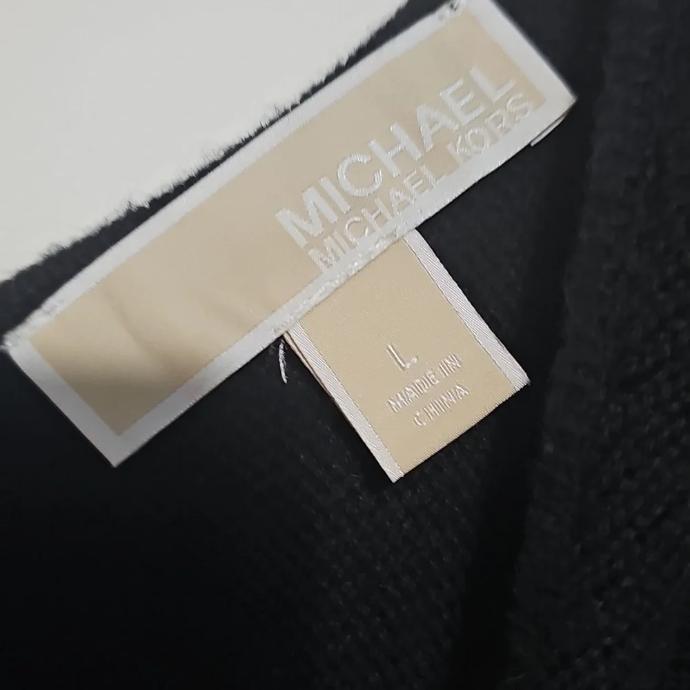 Michael Kors Black L9ng Sleeve Sweater Sz Large Gold Zipper In Back Extra Long - Picture 3 of 6